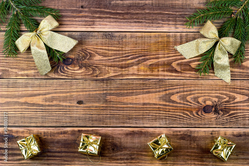 Christmas decoration on a wooden background for your congratulat