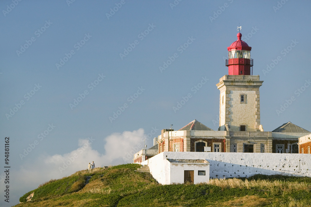 The lighthouse on Cabo da Roca on the Atlantic Ocean in Sintra, Portugal, the westernmost point on the continent of Europe, which the poet Cam›es defined as 