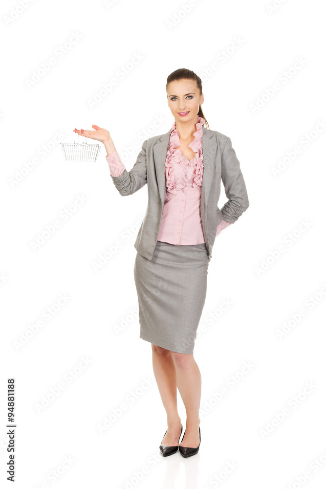 Businesswoman with shopping cart. Businesswoman with shopping cart.