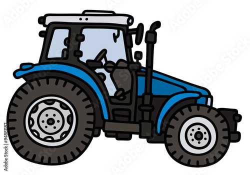 Blue tractor   Hand drawing  not a real model