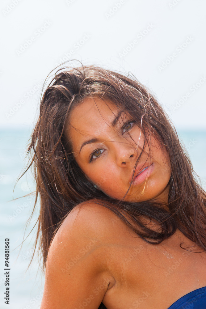 Asian beautiful girl smiling happy on beach Asian beautiful girl smiling happy on beach
