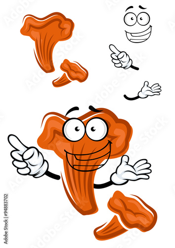 Cartoon forest orange chanterelle mushroom