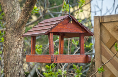 Bird with wooden bird house on a tree © Horváth Botond