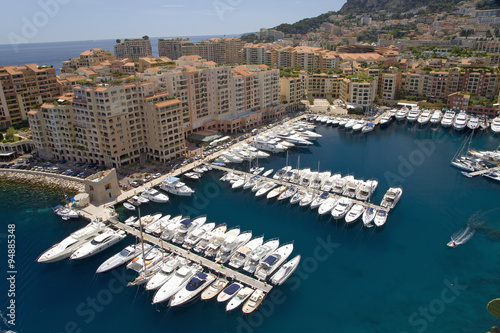 Elevated view of harbor in the Monte-Carlo  in the Principality of Monaco  Western Europe on the Mediterranean Sea