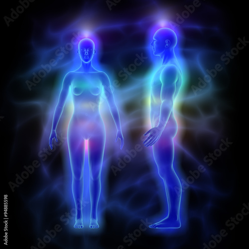 Aura, chakras and healing energy - woman and man © DeoSum