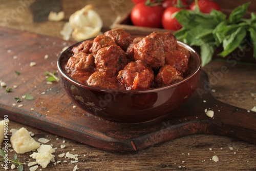 Wall Mural italian meatballs with spaghetti