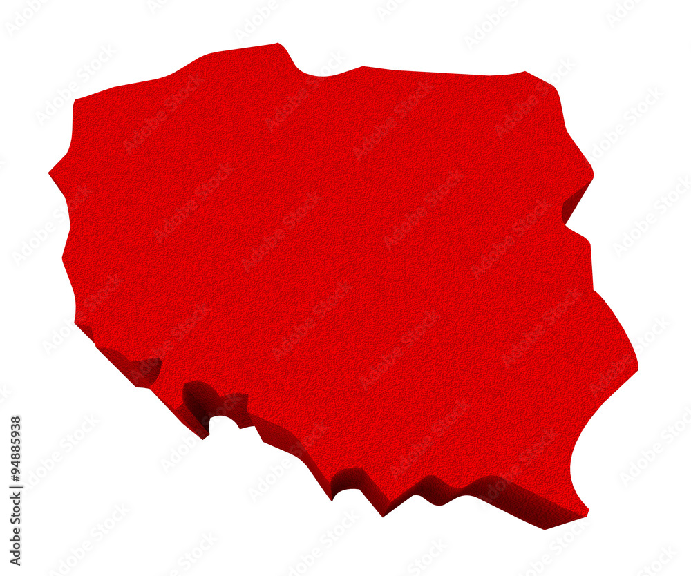 Fototapeta Poland Red 3d Europe Map Isolated