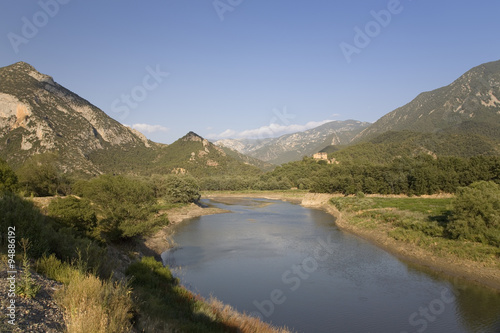 Water reservoir in Pyrenees Mountains of Spain near La Seu D'urgell, (Sa Seu d'Urell) in Catalunya, Spain
