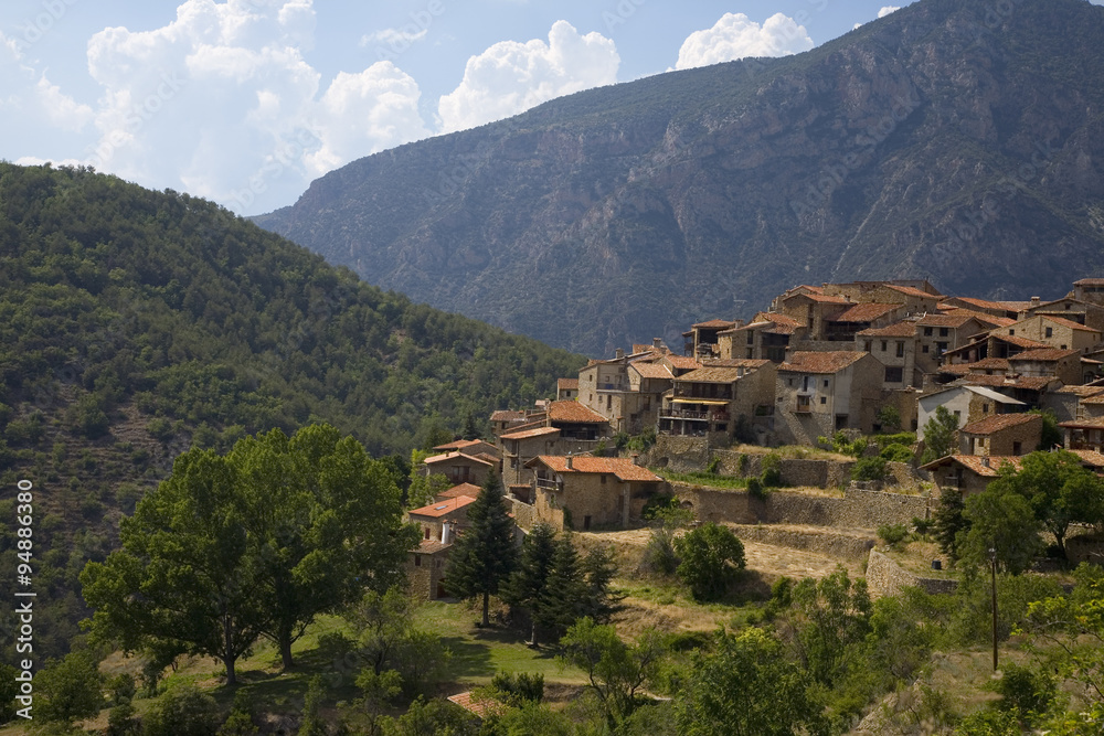 Cal Rill medieval villages in Pyrenees Mountains, near La Seu d'Urgell, Cataluna, and Ansovell, province of Lleida, off N-260 Road, Spain, Europe