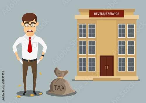 Businessman with empty pockets after paying taxes
