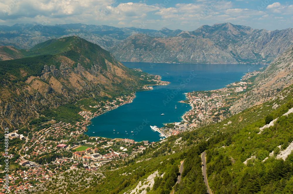 Bay of Kotor with bird's-eye view. 