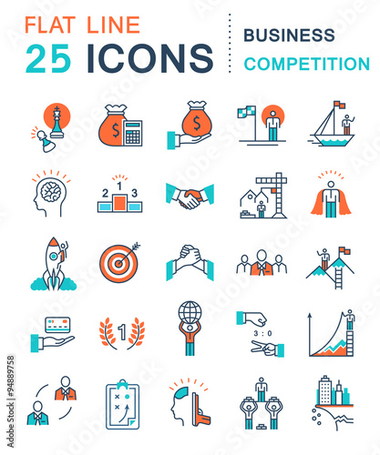 Set Vector Flat Line Icons