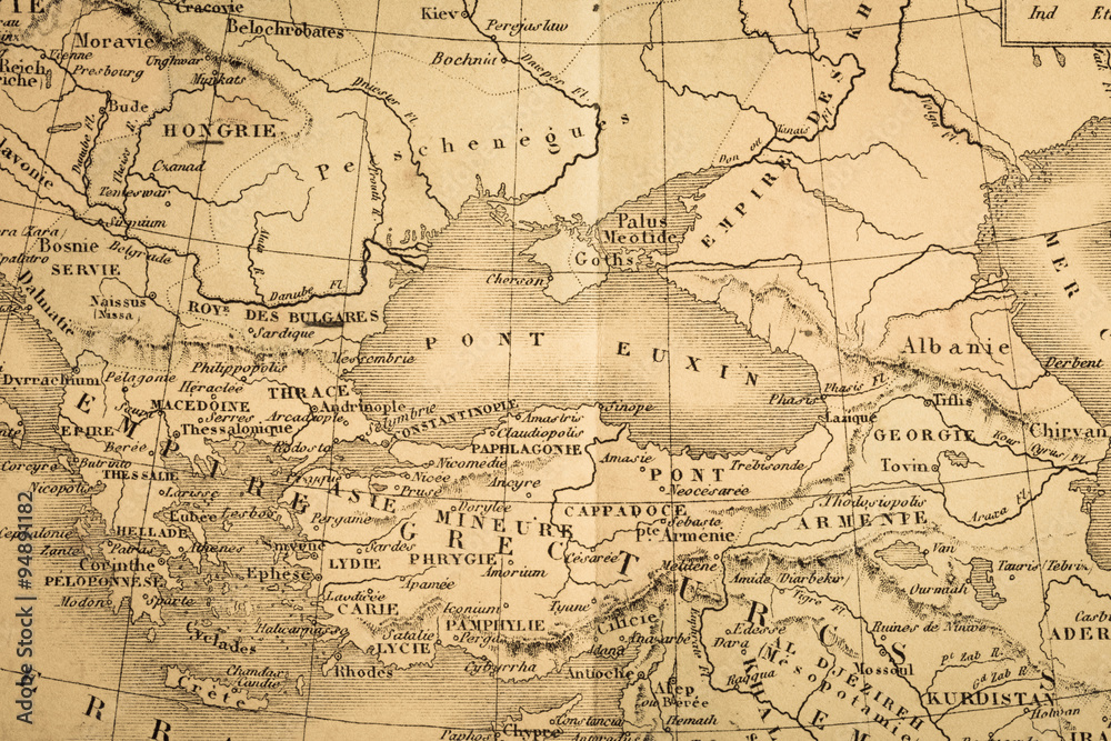 Obraz premium アアンティークの世界地図 トルコ