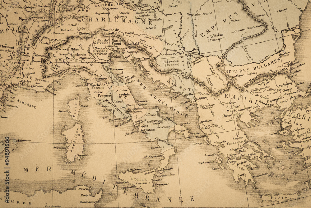 アンティークの世界地図　イタリア