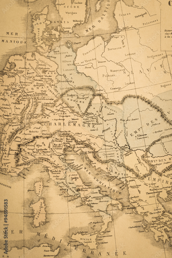 アンティークの世界地図　ヨーロッパ