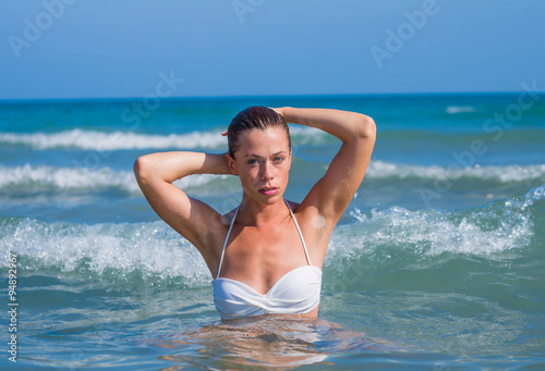 An attractive young woman at the beach