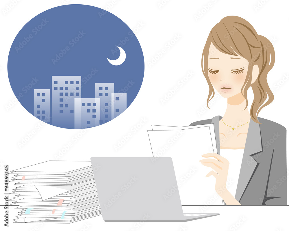 女性のライフスタイル サービス残業 Stock イラスト Adobe Stock