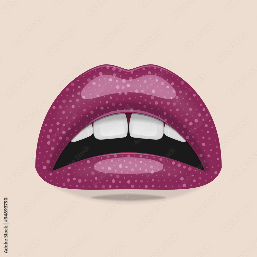 Realistic beauty glossy pink Lips and white Teeth Realistic beauty glossy pink Lips and white Teeth