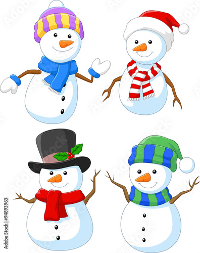 Cartoon happy snowman collection set
