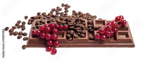 Milk chocolate bar with red currant and coffee beans letterbox photo