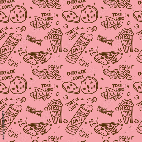 snack doodle seamless pattern