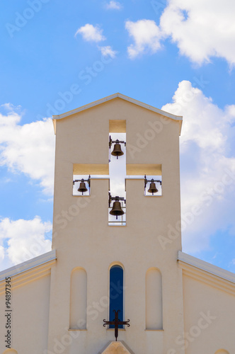 Church bell tower in a shape of the cross