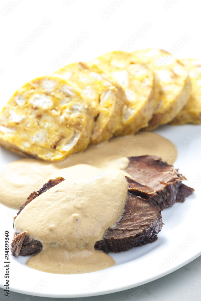 sirloin on cream with dumplings sirloin on cream with dumplings
