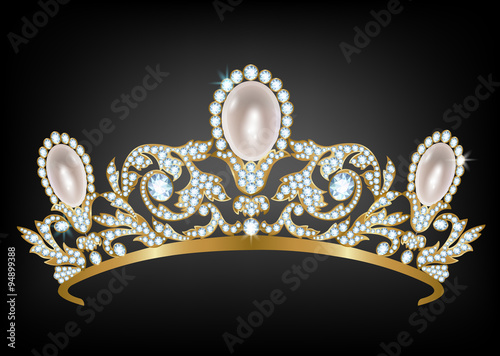 Diadem with diamonds and pearls