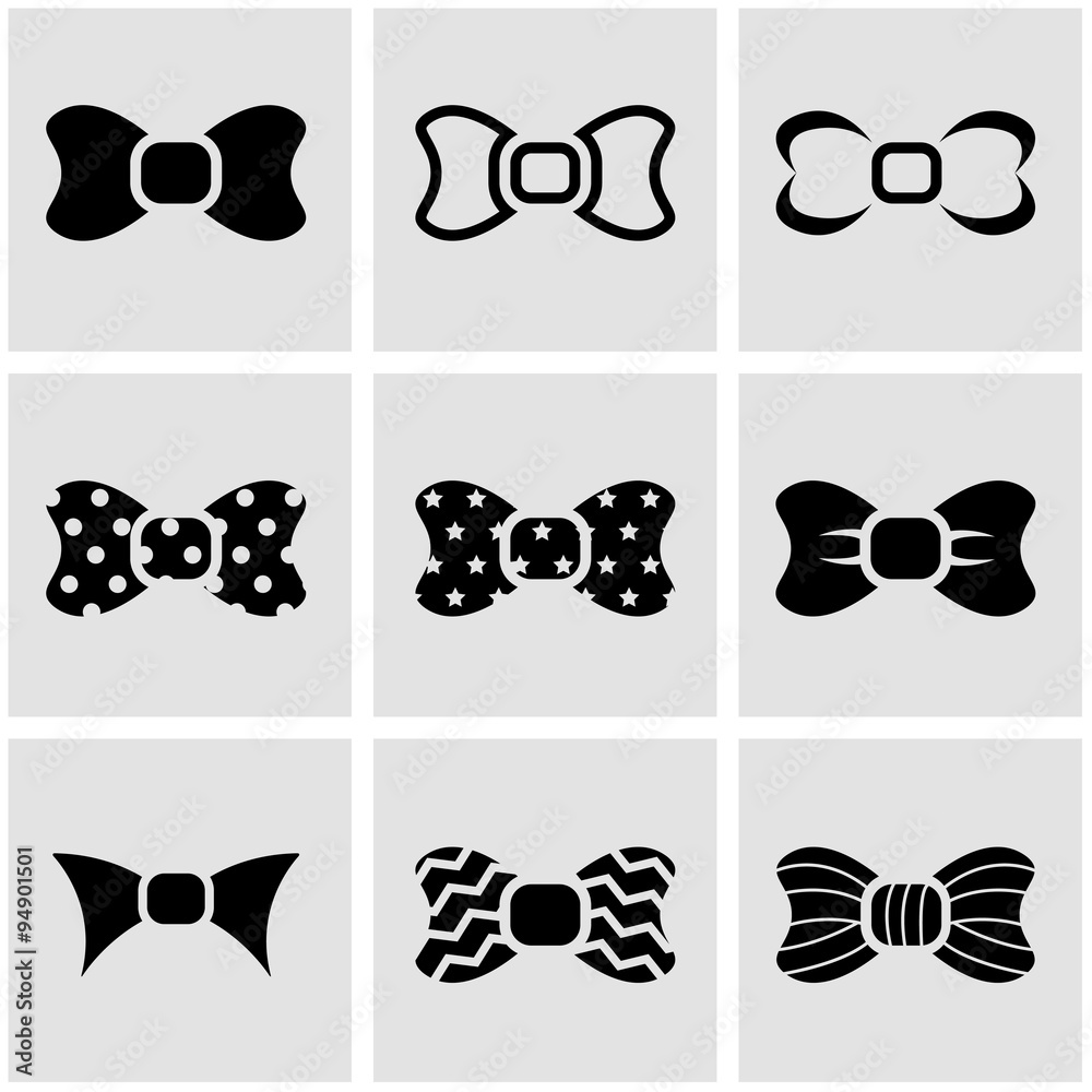 Vector black bow ties icon set. Bow ties Icon Object,  Bow ties  Icon Picture, Bow ties Icon Image