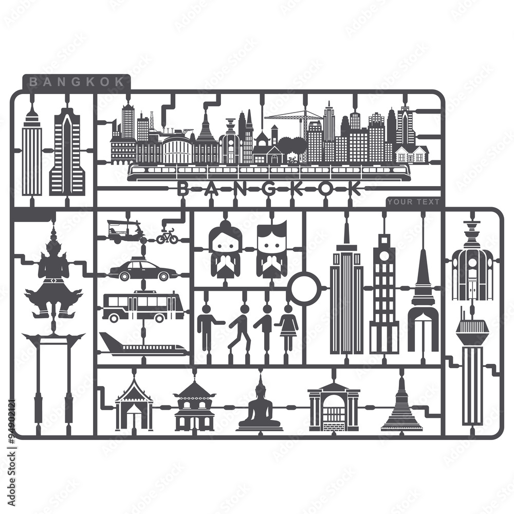 Naklejka premium Thai art pattern vintage design elements and frames