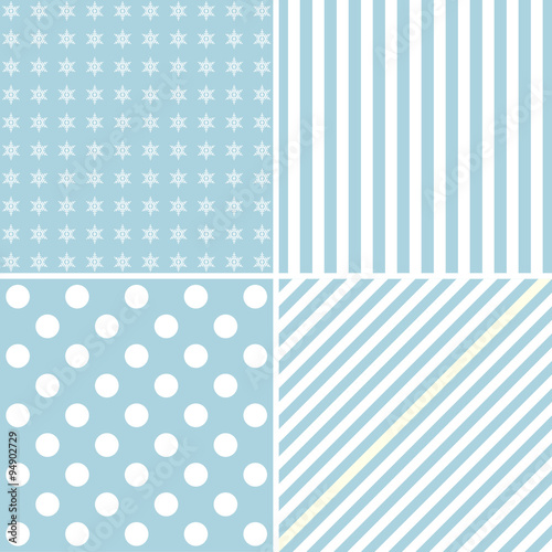 Set of four cute backgrounds in blue colors