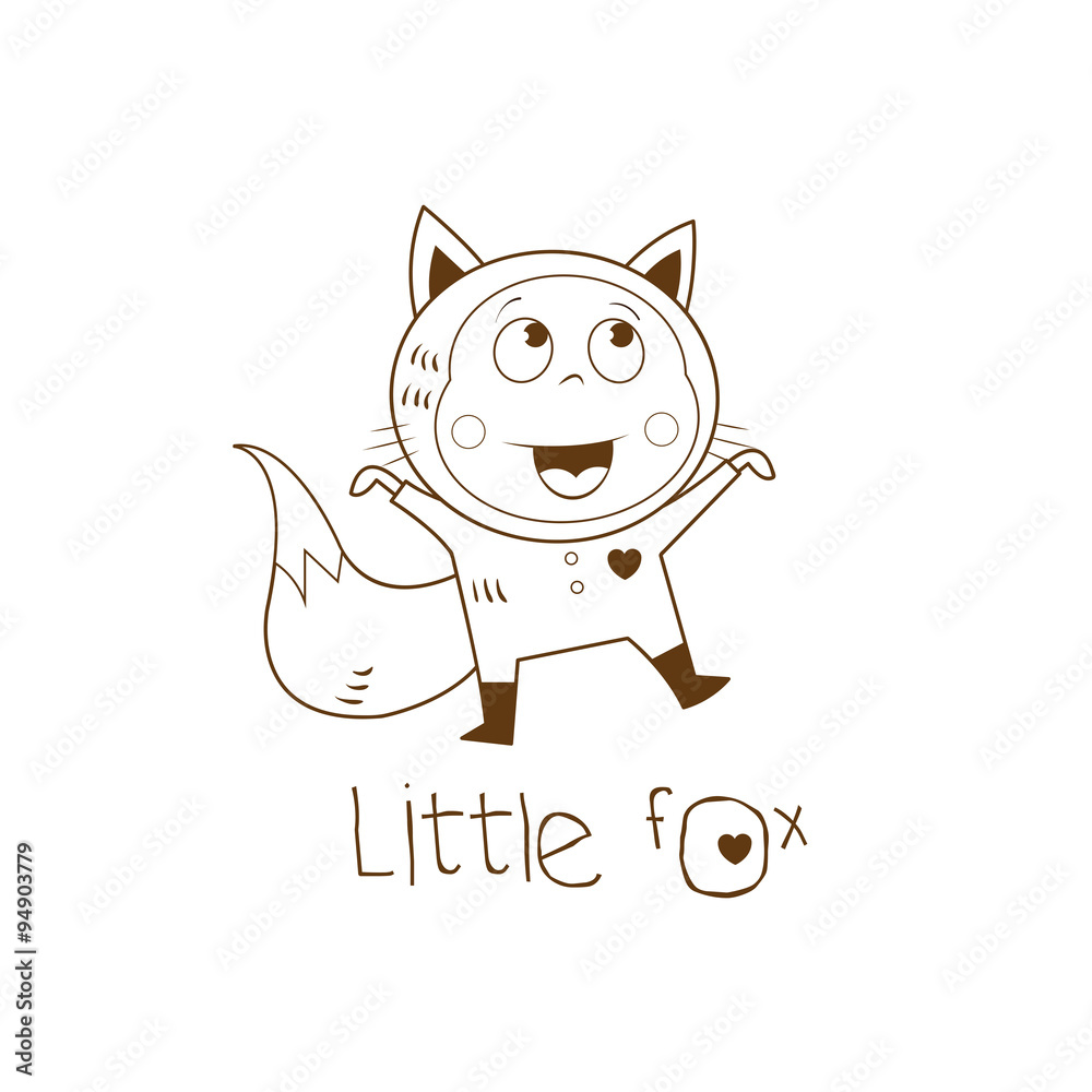 Children's card with cartoon baby in a suit. Vector image. Children's card with cartoon baby in a suit. Vector image.