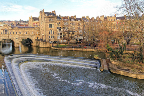 View of the famous Pulteney bridge, Bath, England