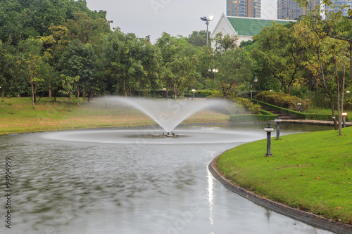 Fountain in Queen Sirikit Park, Bangkok, Thailand