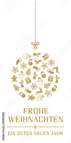 Weihnachtskugel mit Dekoration und Gruß