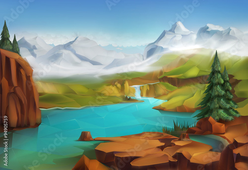 Landscape, nature vector background