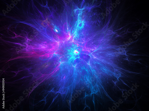 Blue - pink glow, flash. Space wind. The abstract image. Fractal