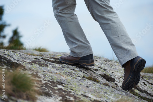 hiking man with trekking boots