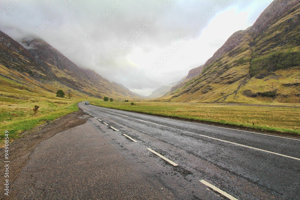 Long road between mountains