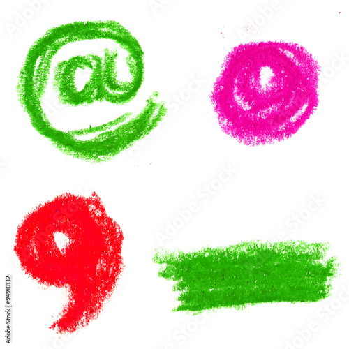 Alphabet pastel on white