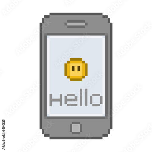 Pixel smartphone, funny hello message with a smile