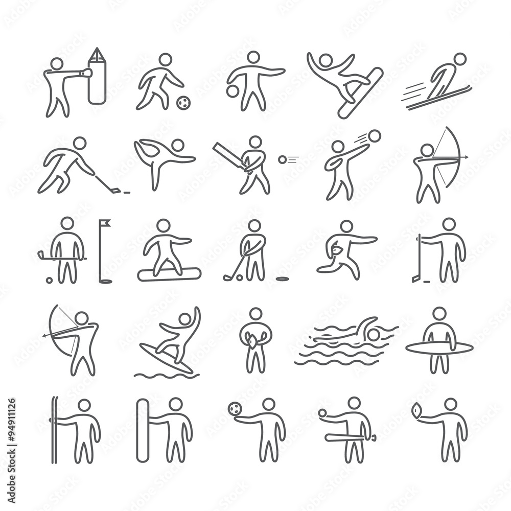 Line art figures of athletes popular sports Stock Vector Adobe Stock