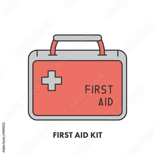 Line icon first aid kit in color
