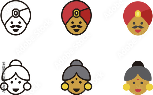 INDIAN man and woman icons