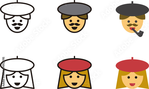 set of FRENCH man and woman icons