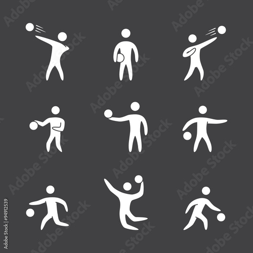 Silhouettes of figures basketball player icons set