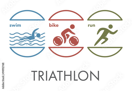 Triathlon logo and icon. Swimming, cycling, running symbols