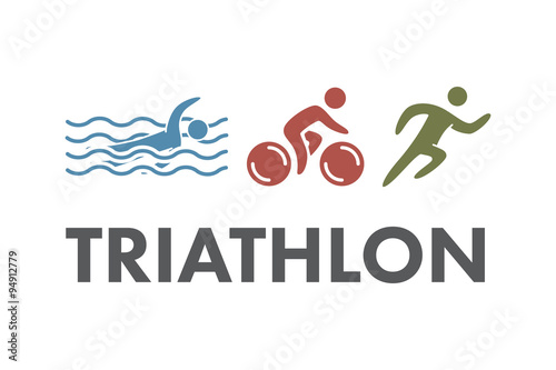 Triathlon logo and icon. Swimming, cycling, running symbols