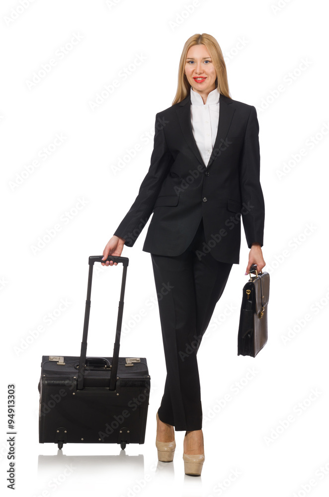 Businesswoman woman travelling with suitcase Businesswoman woman travelling with suitcase