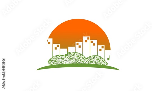 Traveling in, Urban city design and real estate at sunrise and sunset